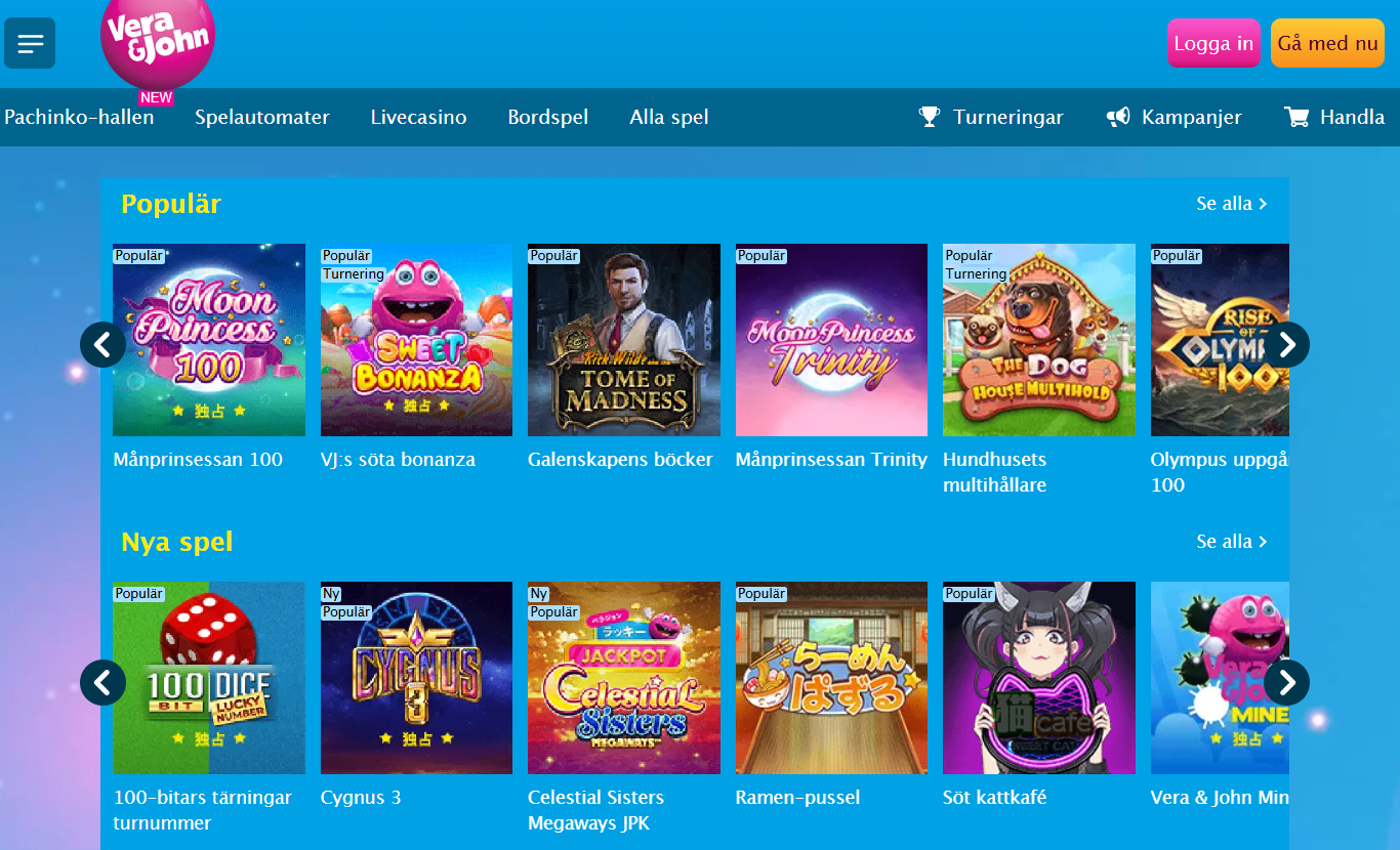 Utforska Vera John Casino online: slots, licens, support, betalningar & bonusar